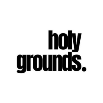 Logo of Holy Grounds with the name in bold lowercase black text and a full stop at the end.